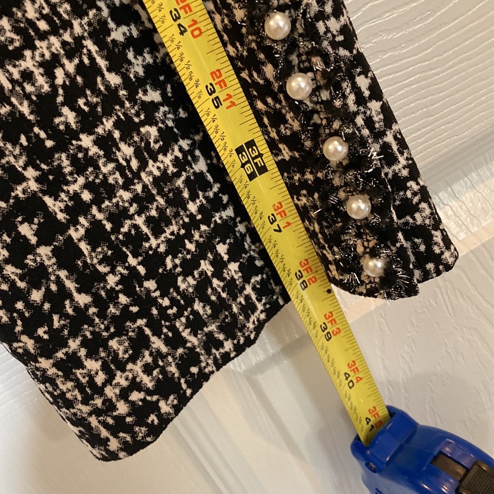 Up! Houndstooth Print Pants with ankle vent faux Pearl and Fringe Details Sz 12 - Picture 9 of 12